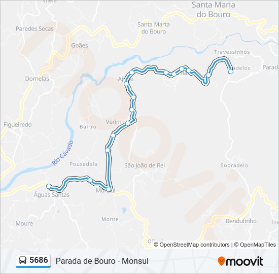 Mapa da linha do autocarro 5686.