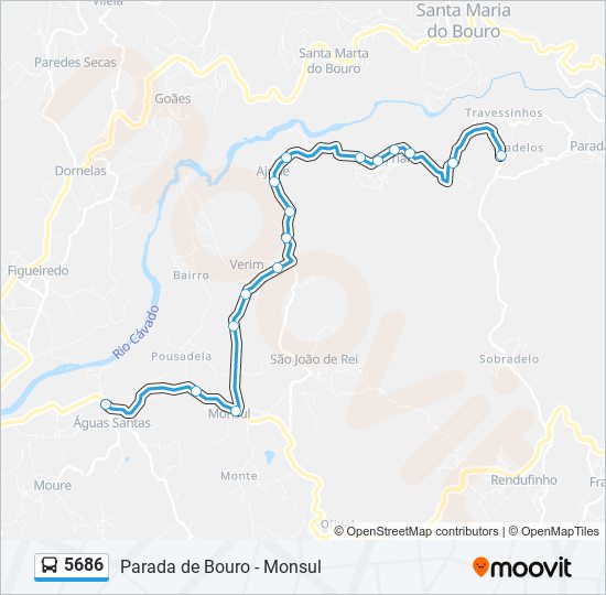 Mapa da linha do autocarro 5686.