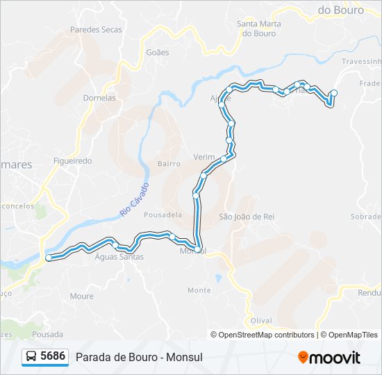 Mapa da linha do autocarro 5686.