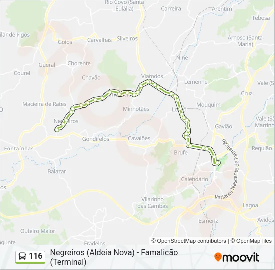 116 Bus Line Map