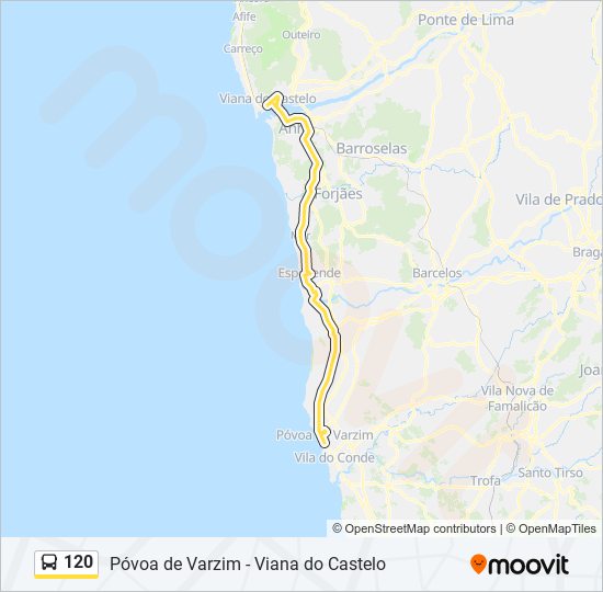 Mapa da linha do autocarro 120.