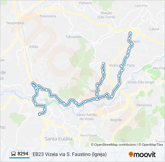 Mapa da linha do autocarro 8294.