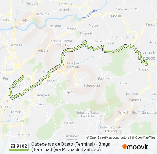 9102 Bus Line Map
