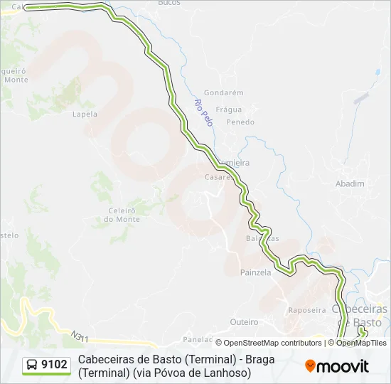 9102 Bus Line Map