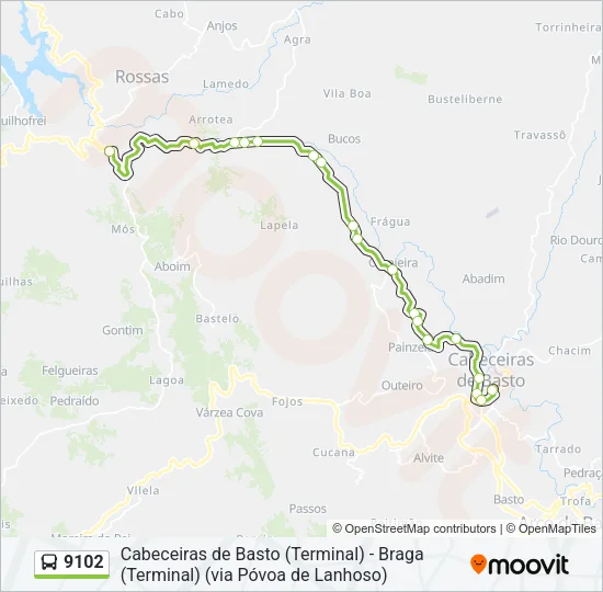 9102 Bus Line Map