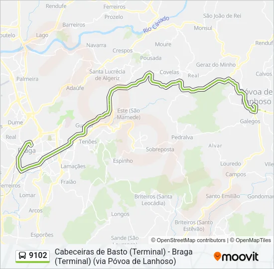 9102 Bus Line Map