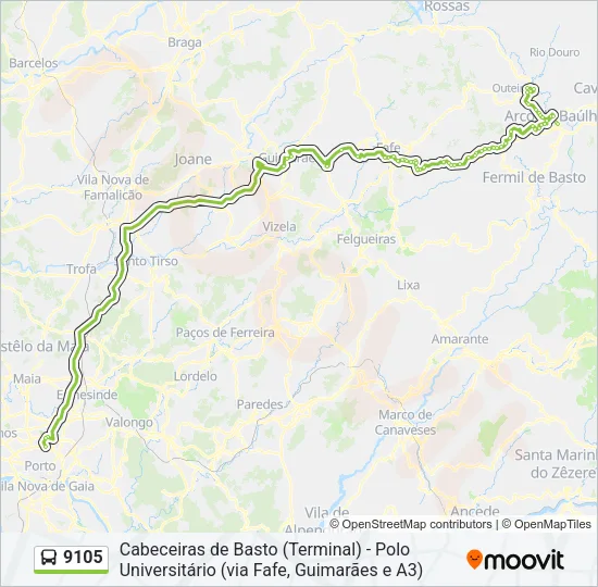 9105 Bus Line Map