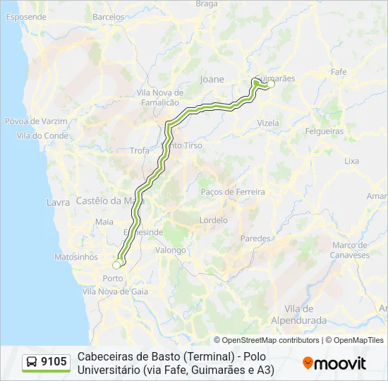 9105 Bus Line Map