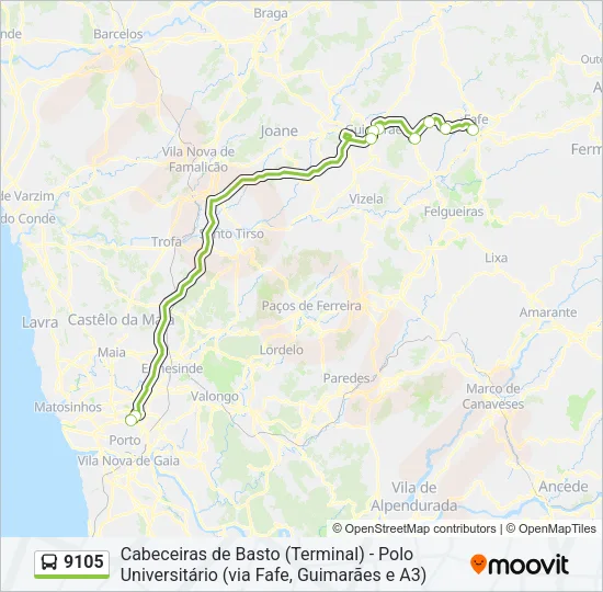 9105 Bus Line Map