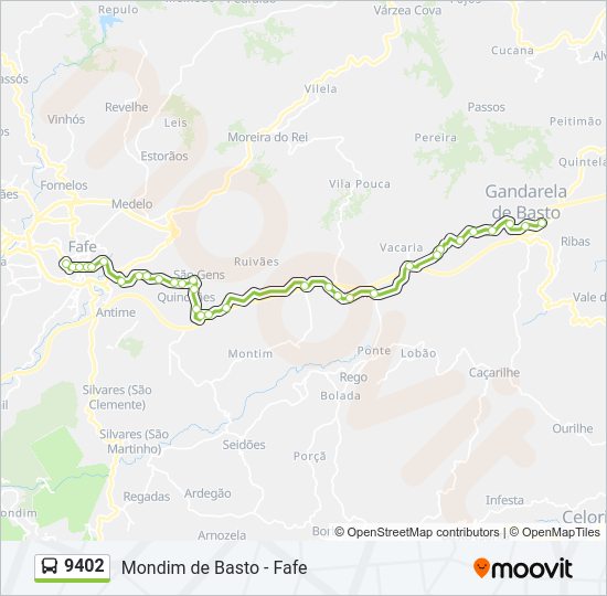 Mapa da linha do autocarro 9402.