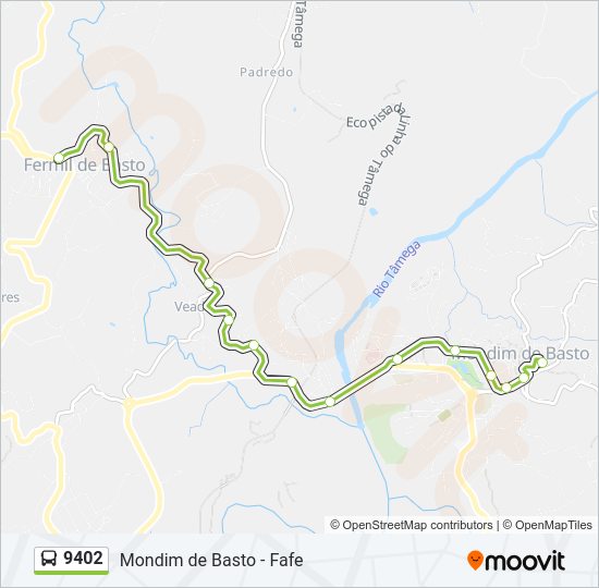 Mapa da linha do autocarro 9402.
