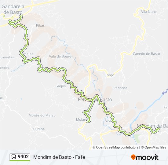 Mapa da linha do autocarro 9402.