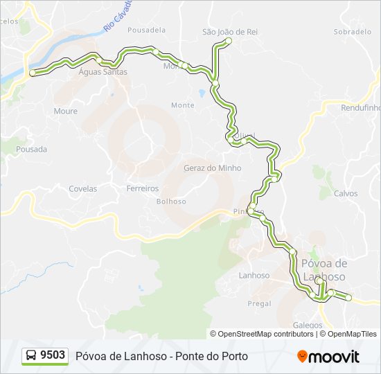 Mapa da linha do autocarro 9503.