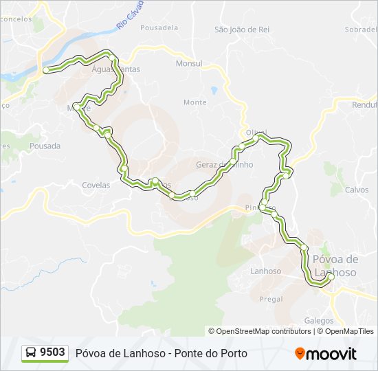 Mapa da linha do autocarro 9503.