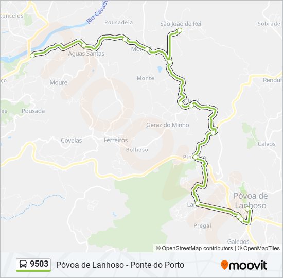 Mapa da linha do autocarro 9503.