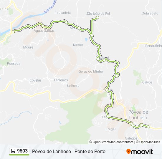 Mapa da linha do autocarro 9503.