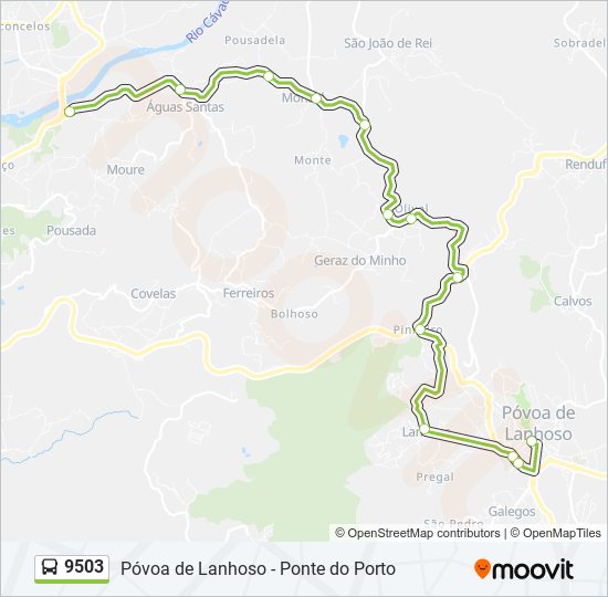 Mapa da linha do autocarro 9503.