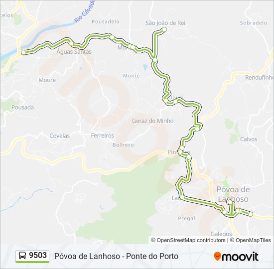 Mapa da linha do autocarro 9503.