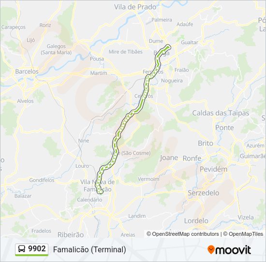Mapa da linha do autocarro 9902.