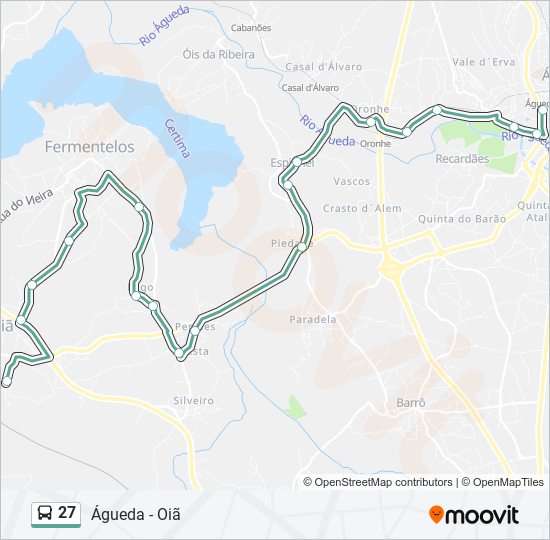 Mapa da linha do autocarro 27.