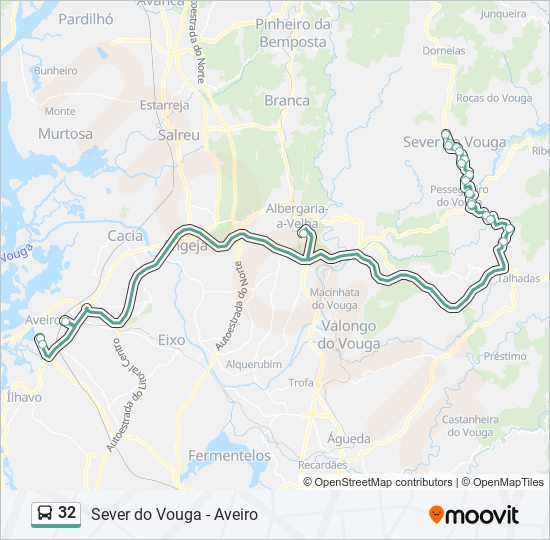 Mapa da linha do autocarro 32.