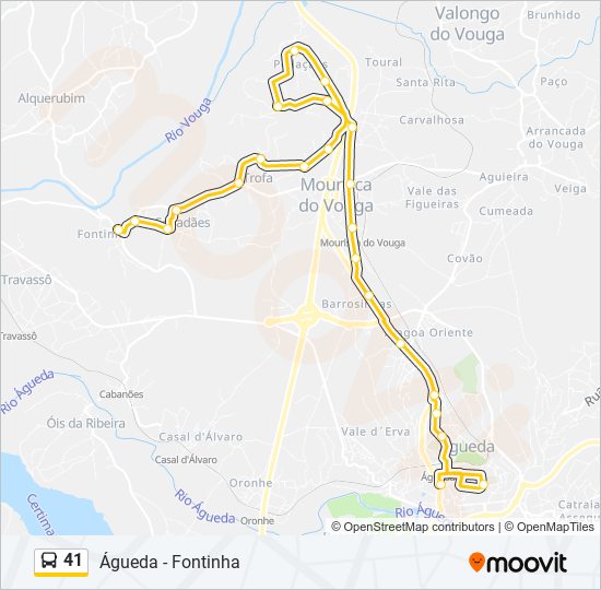 Mapa da linha do autocarro 41.