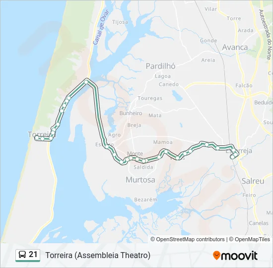 21 Bus Line Map