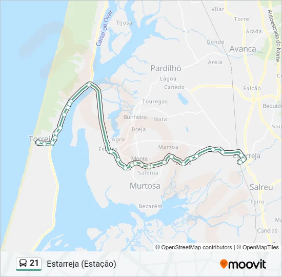 21 Bus Line Map