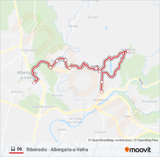 Mapa da linha do autocarro 06.