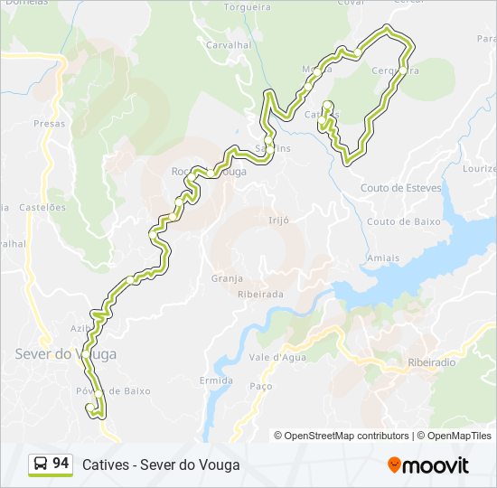 Mapa da linha do autocarro 94.