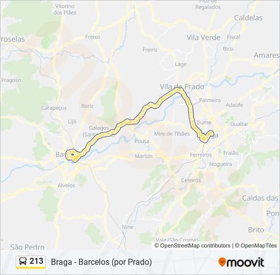 Mapa da linha do autocarro 213.