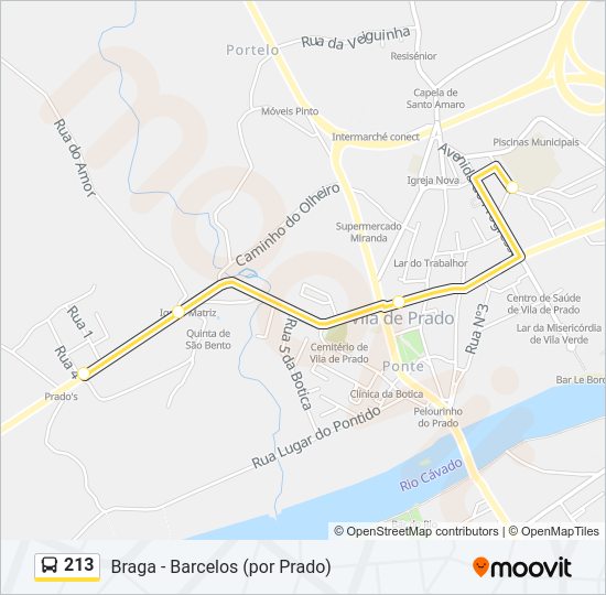 Mapa da linha do autocarro 213.