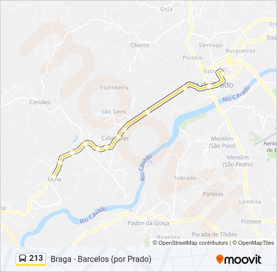Mapa da linha do autocarro 213.