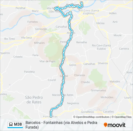 M38 Bus Line Map