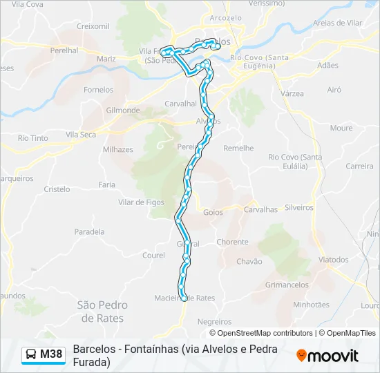 M38 Bus Line Map