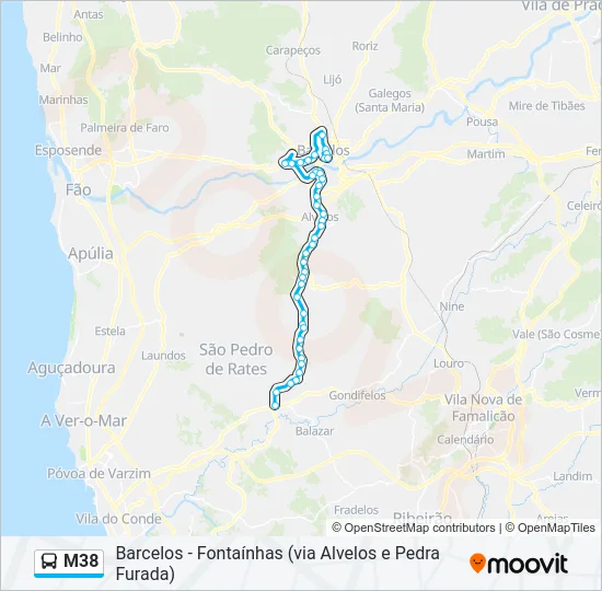 M38 Bus Line Map