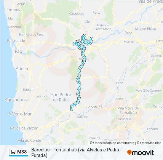 M38 Bus Line Map