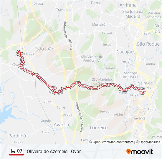 Mapa da linha do autocarro 07.