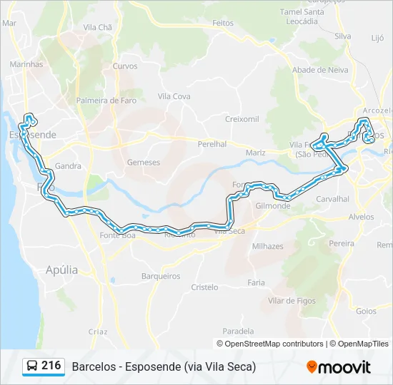216 Bus Line Map