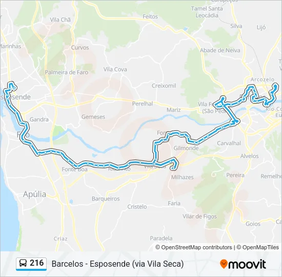 216 Bus Line Map