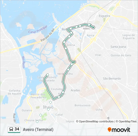 34 Bus Line Map