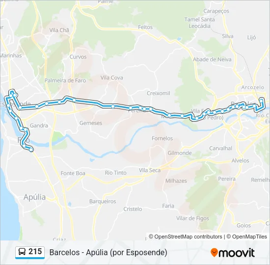 215 Bus Line Map