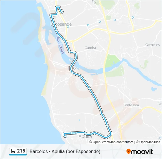 215 Bus Line Map