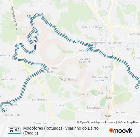 62 Bus Line Map
