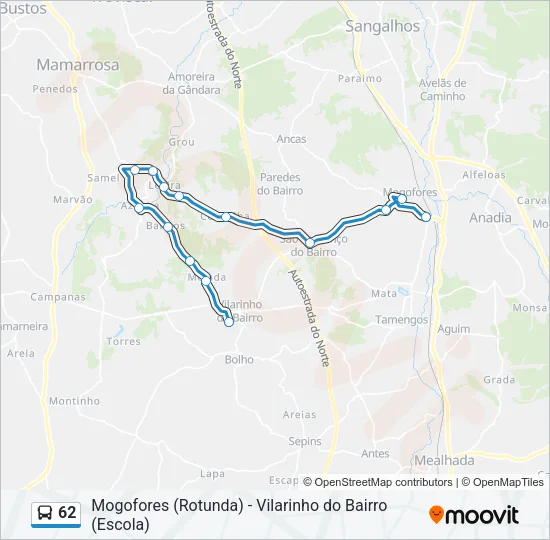 62 Bus Line Map
