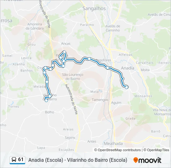 61 Bus Line Map