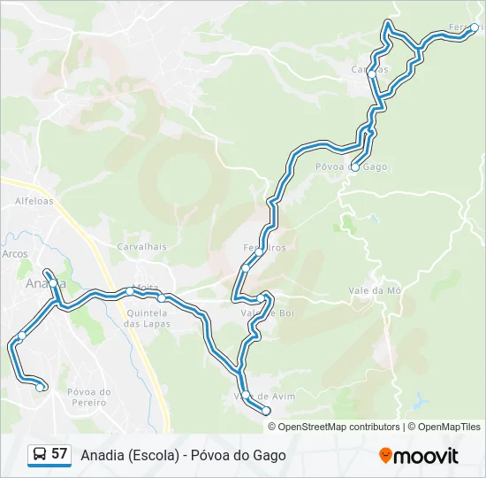 57 Bus Line Map