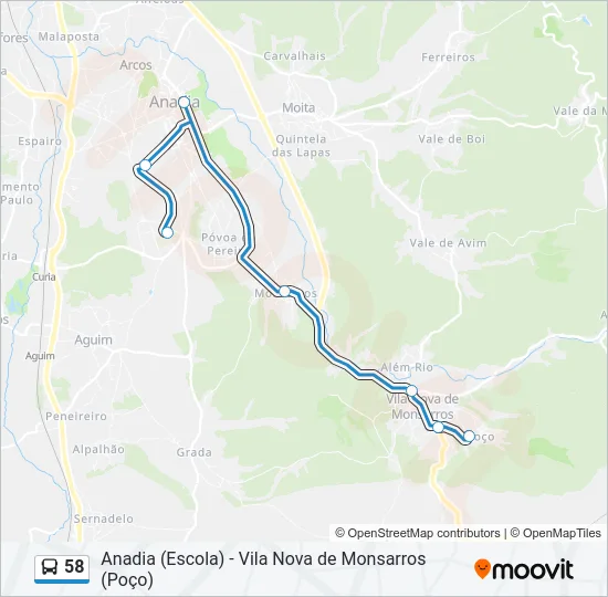58 Bus Line Map