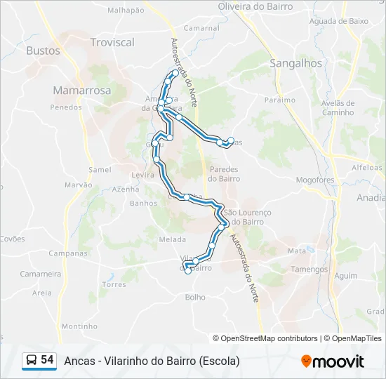 54 Bus Line Map