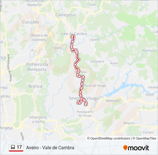 Mapa da linha do autocarro 17.